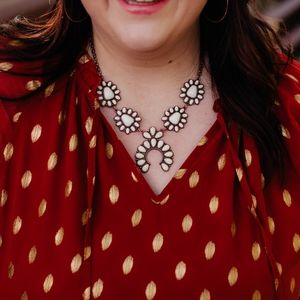 White Sausalito Naja Bronze Western Necklace Large Pendant Statement